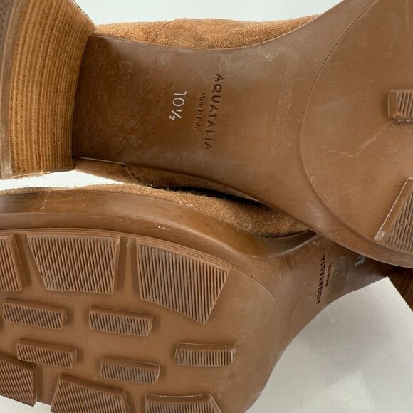 Aquatalia Iole Quilted Suede Lace-Up Booties Women 10.5 Brown Weatherproof Boots - Picture 12 of 16